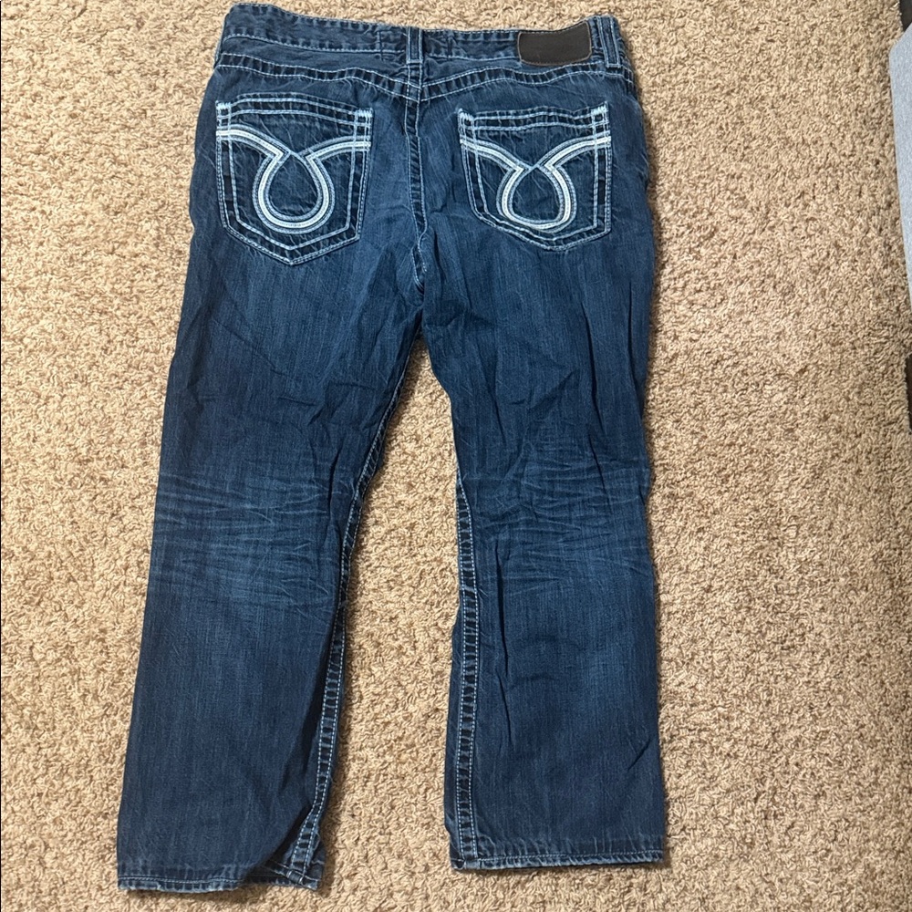 Big Star Men's Blue Jeans with White Stitching